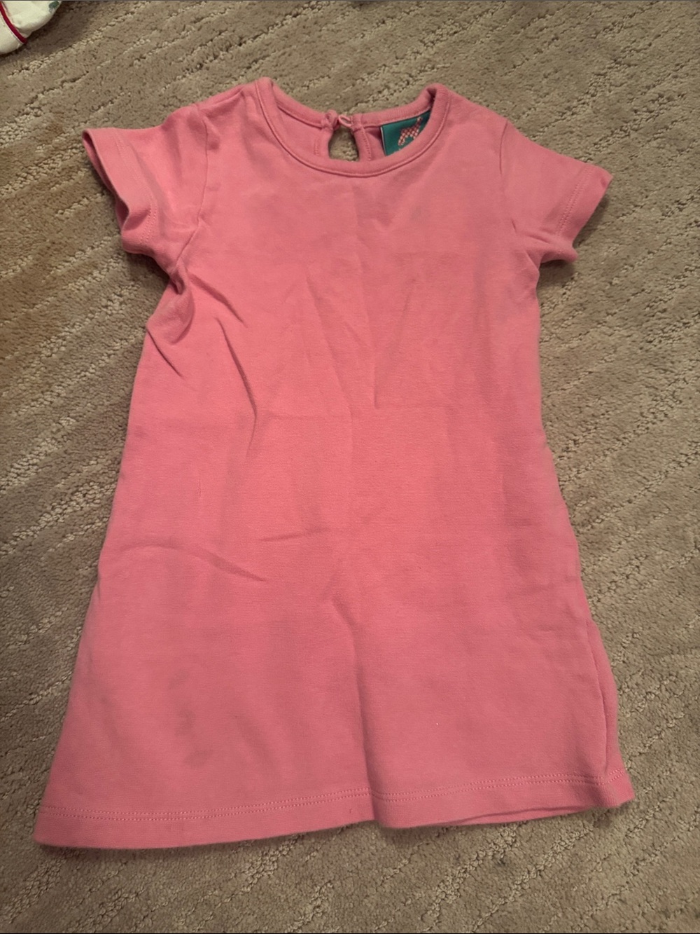 Girls Pink Short-Sleeve Dress with Keyhole Back